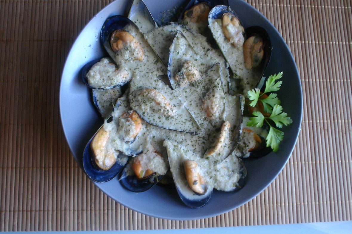 mejillones en salsa de apio