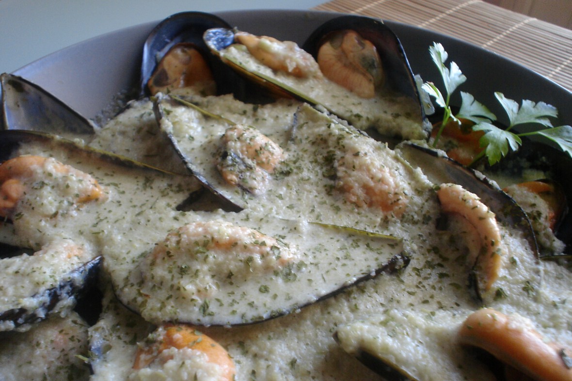 mejillones en salsa de apio